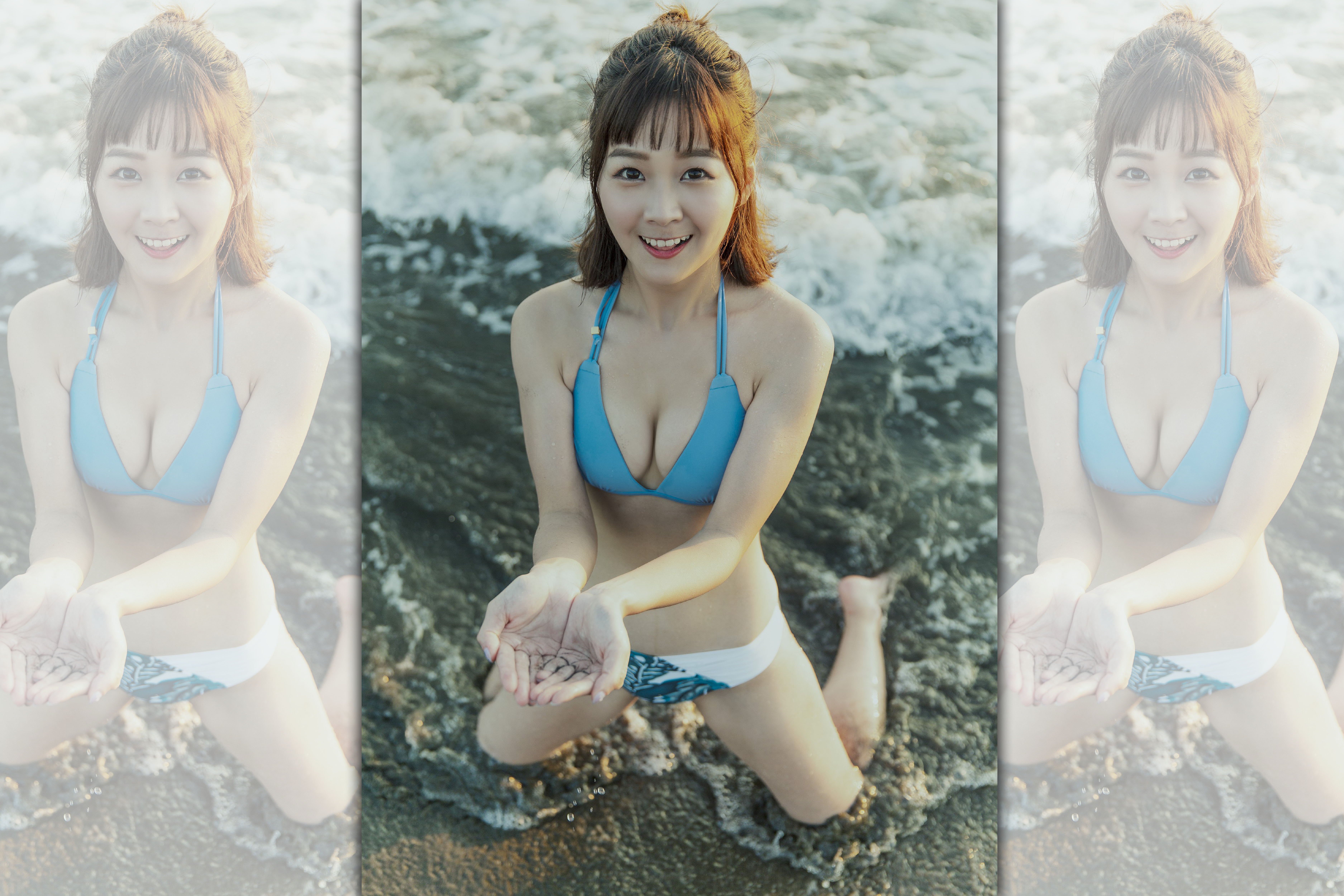 籃籃寫真書尺度大，預告如果賣破五刷，將正面全裸示人。（圖／台灣角川提供）