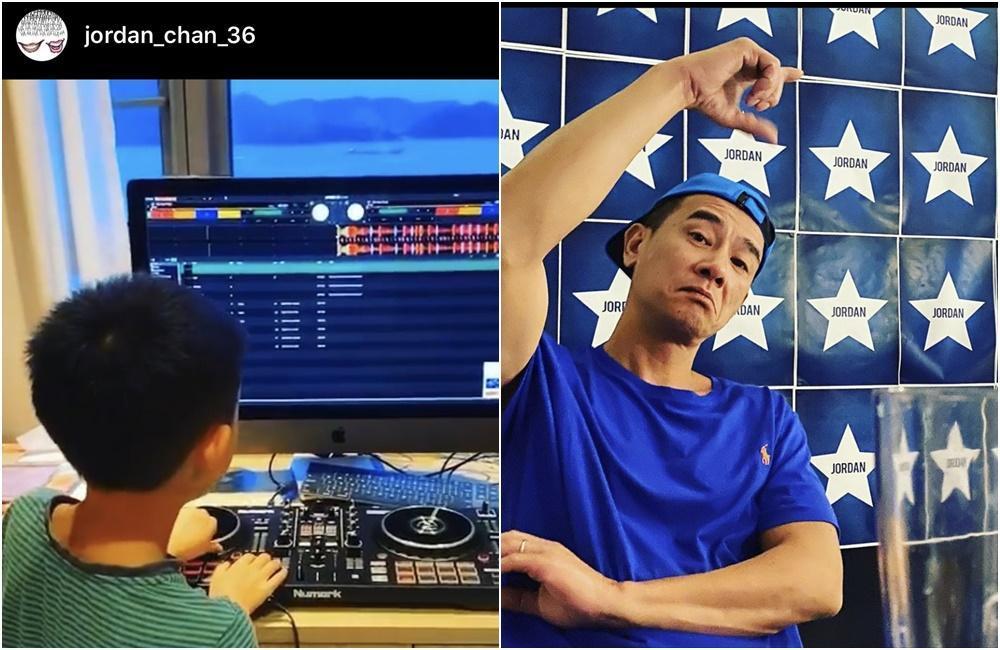 陳小春上傳了一段Jasper站在櫃子前把玩音樂設備的影片,疑是Jasper正在學習混音。(翻攝自陳小春IG)