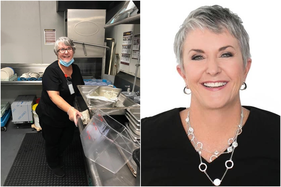 CEO為了見罹患阿茲海默症的丈夫，決定成為機構的兼職洗碗工。（左翻攝玫瑰堡粉專，右翻攝ClaimMedic官網）