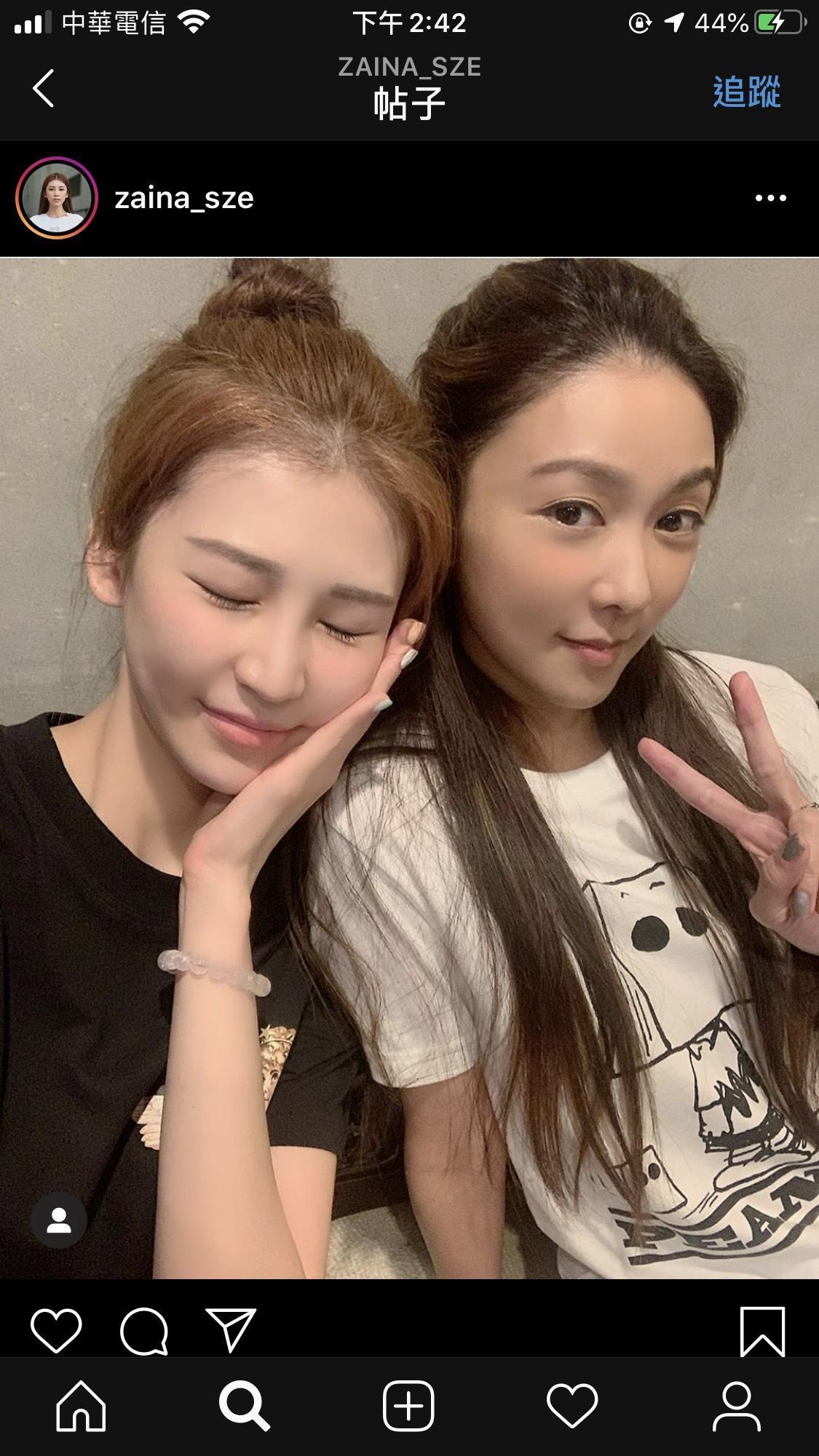 施匡翹曾PO出與薛凱琪的合照,讓薛凱琪也成為密切接觸者。(翻攝施匡翹IG)