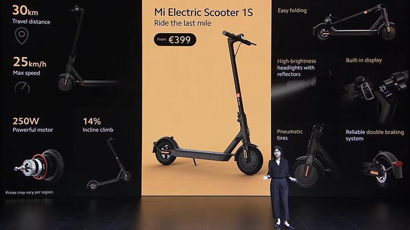 小米攜手賓士F1車隊推出的1S電動滑板車要價399歐元。