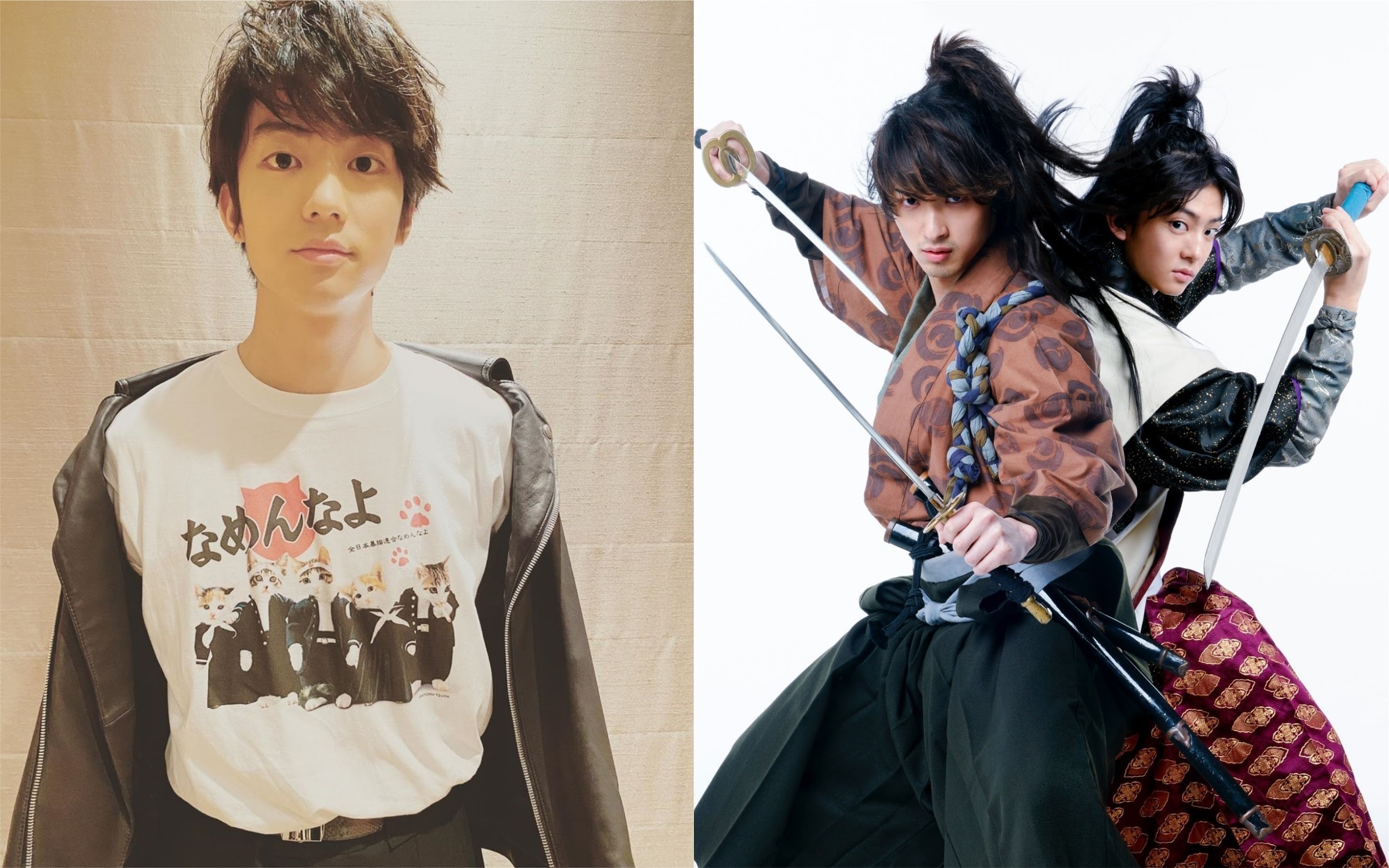 橫濱流星（右圖左）在參加舞台劇《巌流島》彩排後確診武漢肺炎，同台演員伊藤健太郎也趕緊接受篩檢。（左圖翻攝伊藤建太郎Instagram，右圖翻攝《巌流島》Twitter）