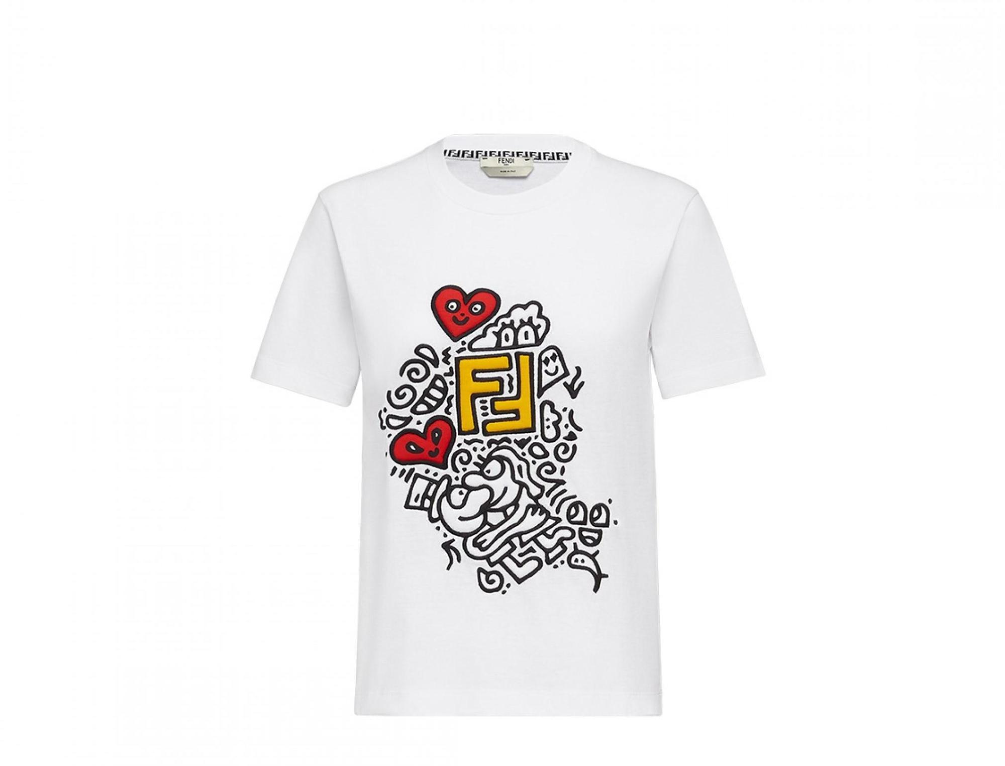 FENDI Mr.Doodle聯名系列女生T-shirt。NT$21,600(FENDI提供)