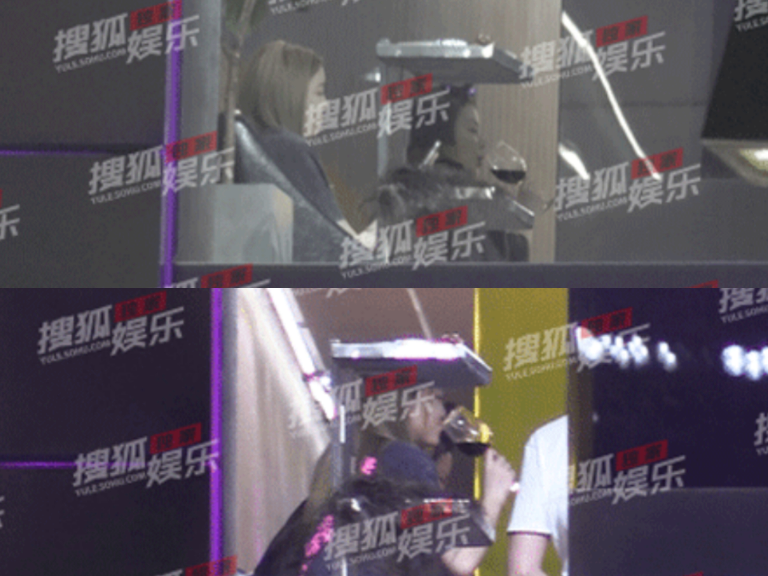 王菲與女兒李嫣一起上髮廊，年僅14歲的李嫣，居然也跟著媽媽喝起紅酒，遭到網友批評。（翻攝自搜狐娛樂）