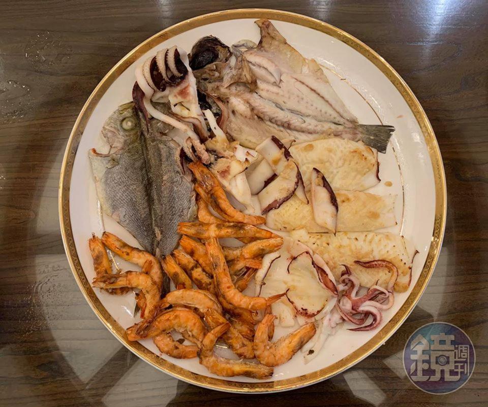 豐盛的燒烤海鮮大餐，而且是高蛋白，不會胖。