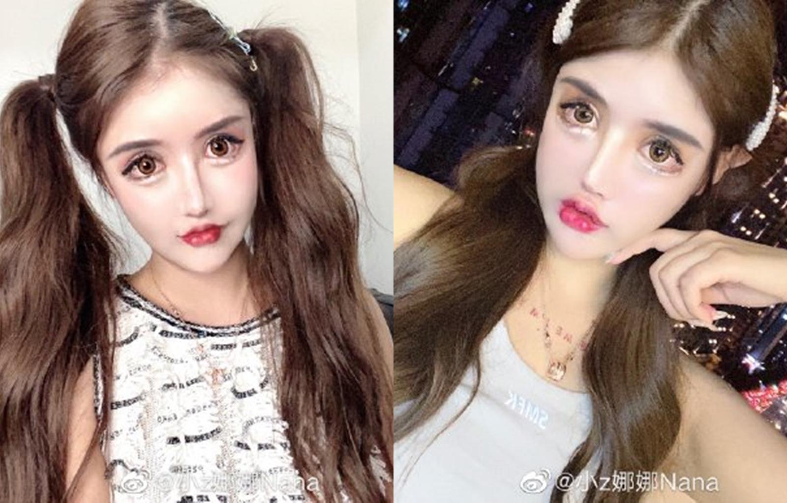 中國網紅小z娜娜在網路上以「整形」聞名，擁有特殊容貌的她引起許多話題。（翻攝小z娜娜微博）