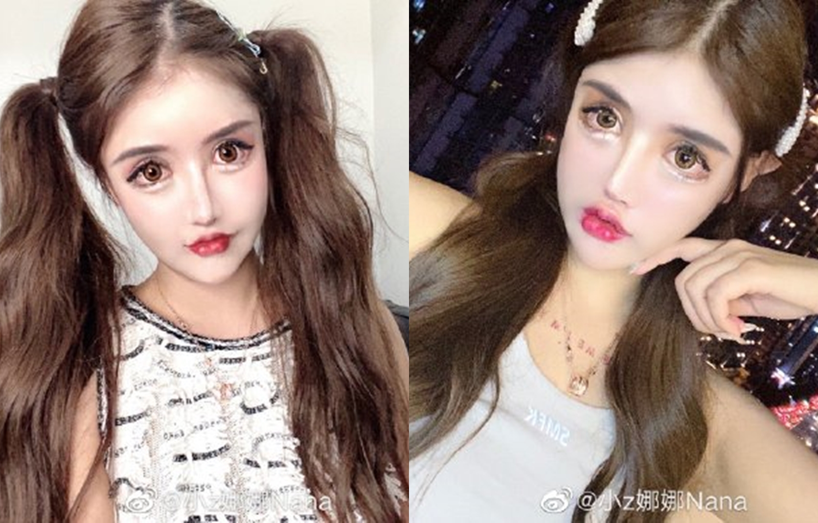 中國網紅小z娜娜在網路上以「整形」聞名，擁有特殊容貌的她引起許多話題。（翻攝小z娜娜微博）