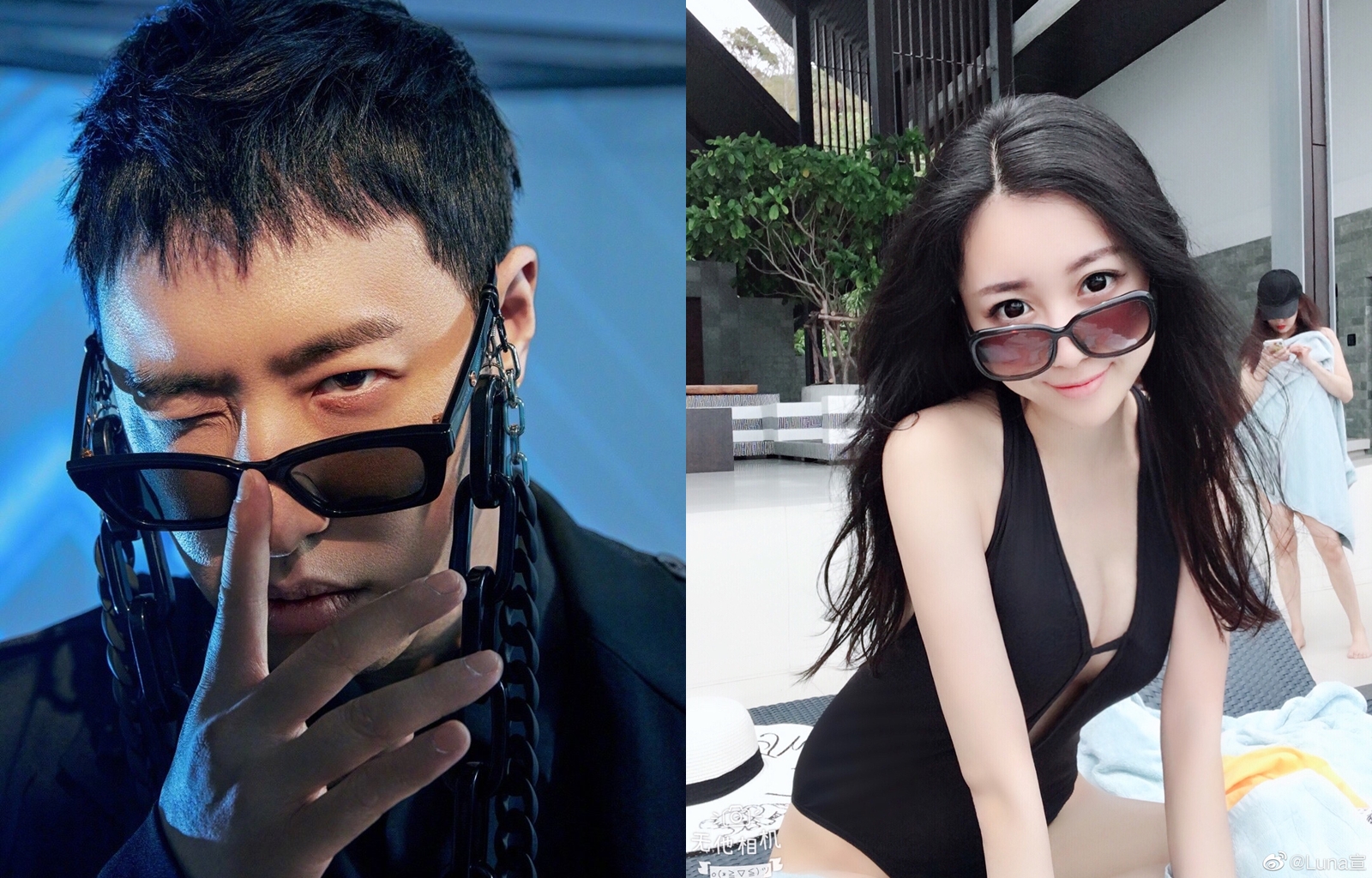 潘瑋柏公布已娶回美嬌娘Luna宣云。（翻攝自潘瑋柏微博、翻攝自Luna宣云微博）