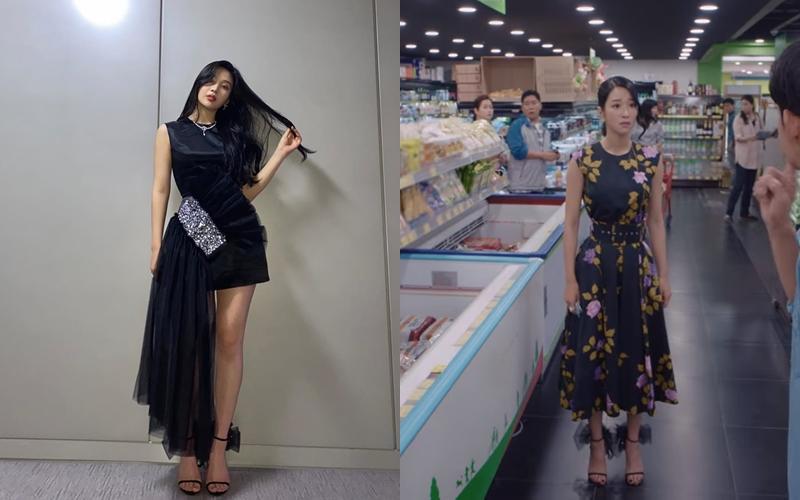 韓國女團Red Velvet成員Joy(左起)、徐睿知分別以同一雙Giuseppe Zanotti鞋款搭配不同風格洋裝。(Giuseppe Zanotti提供)