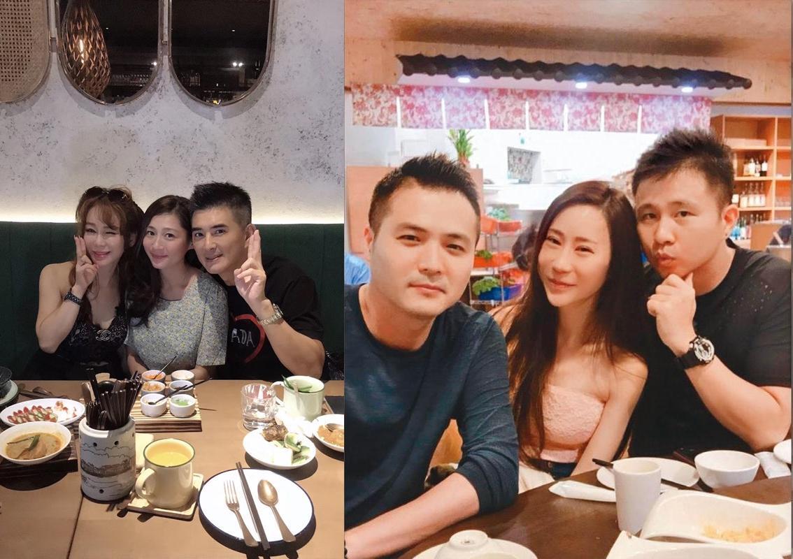 邵昕(左圖右)、元祖少奶安晨妤(右圖中)處理婚外花邊用的是同一招。(翻攝邵昕、安晨妤臉書)