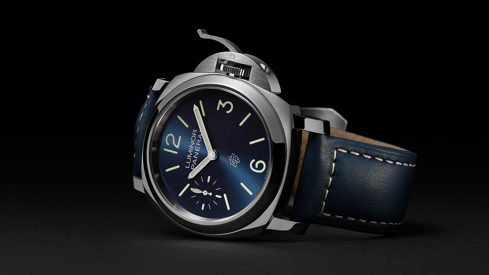 Luminor Blu Mare（PAM01085）｜錶徑44mm、不鏽鋼材質、時間指示、P.6000手上鏈機芯、防水100米、建議售價NT$ 170,000