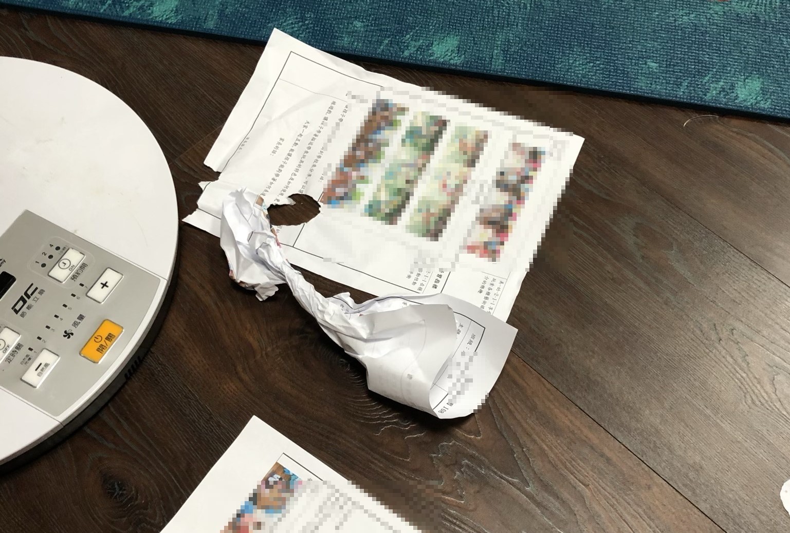 A小姐的兒子將學習單咬爛撕爛。（讀者提供）