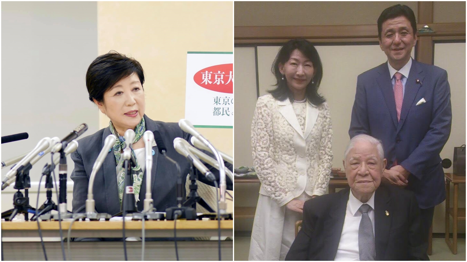 針對台灣前總統李登輝辭世，小池百合子（左）與岸信夫皆發文哀悼。（翻攝自小池百合子、岸信夫臉書）