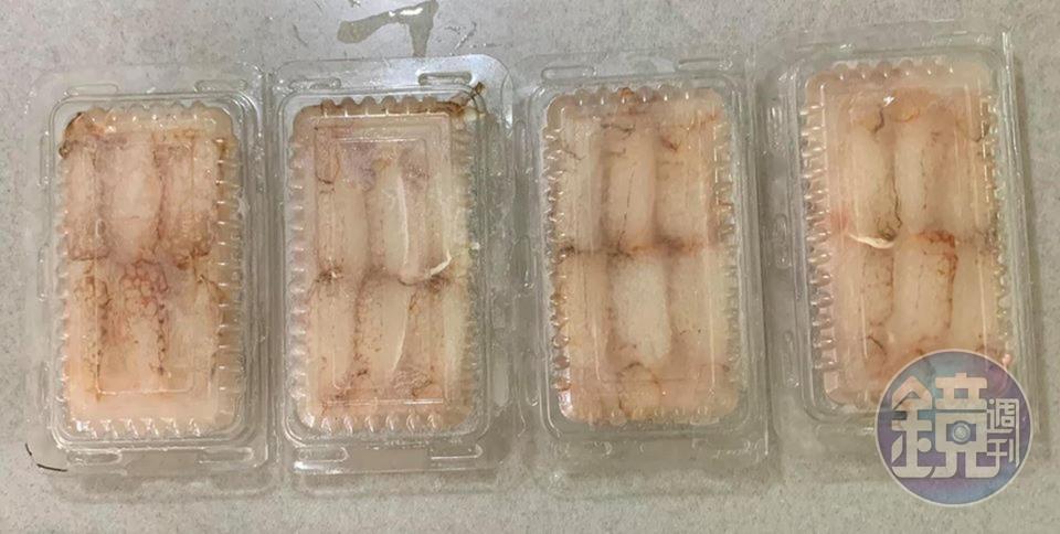 準備4盒螃蟹腳肉。