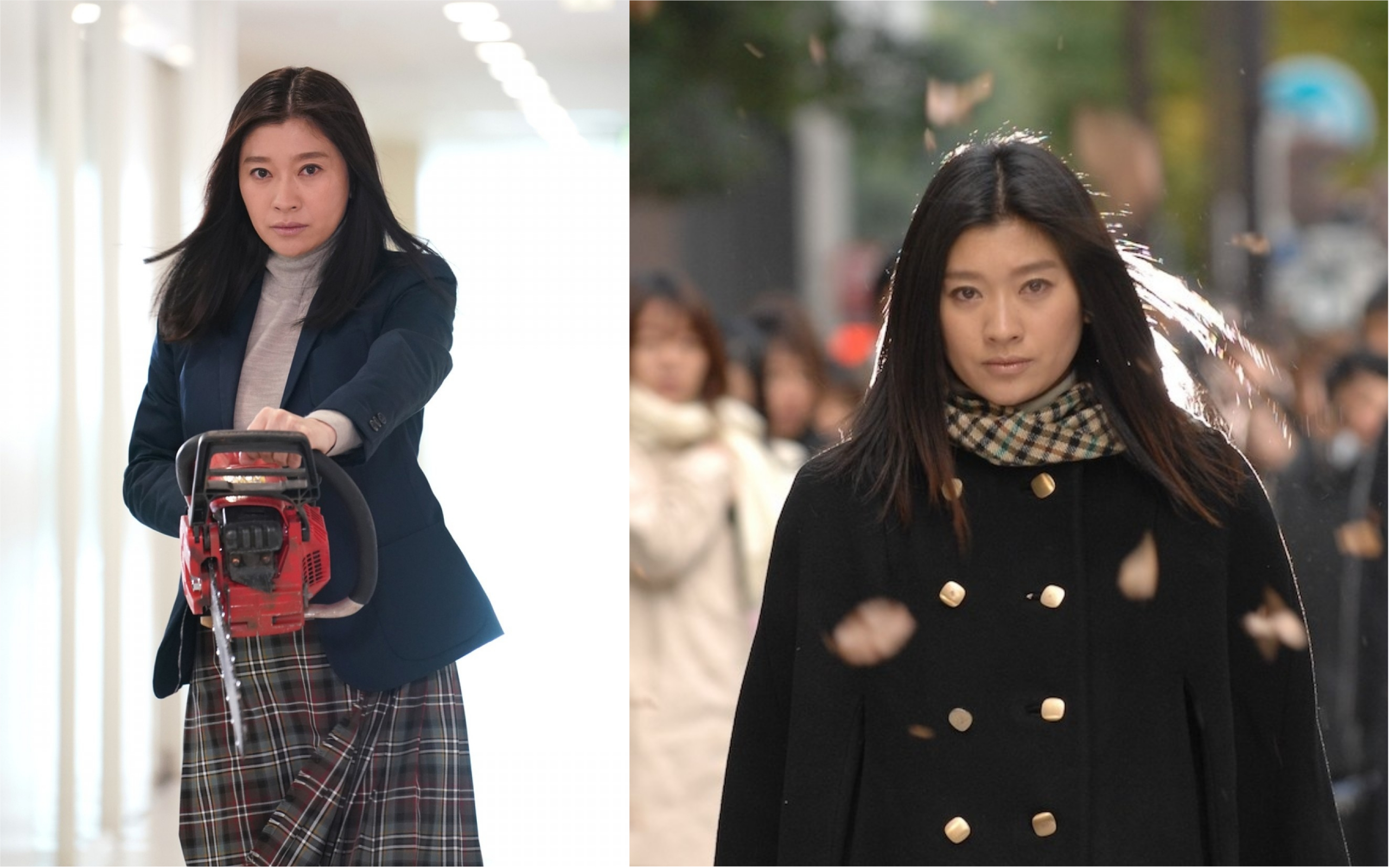 篠原涼子相隔13年以《派遣女王2》回歸,首集就帶著電鋸出場化解危機。(翻攝crank-in)