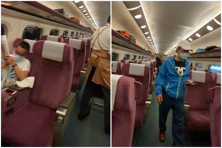 江啟臣昨率領多位立委南下替李眉蓁造勢，但洪孟楷和賴士葆卻被拍下中途搭上高鐵離開。（翻攝自只是堵藍粉專）