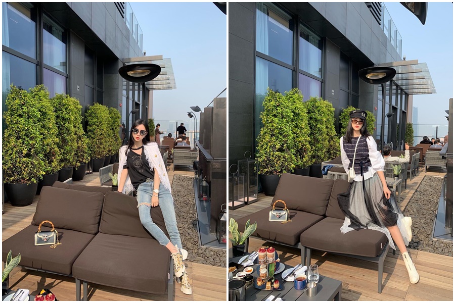 潘瑋柏老婆Luna(左)婚前在社群的圖文,和另一名網紅(右)幾乎如出一轍,引發熱議。(翻攝自Luna、一西微博)