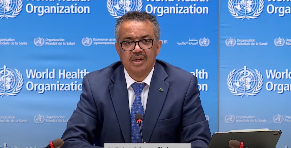 世衛祕書長譚德塞表示，可能永遠也不會有武漢肺炎的萬靈丹，呼籲大家做好防疫工作。（翻攝自WHO YouTube頻道）