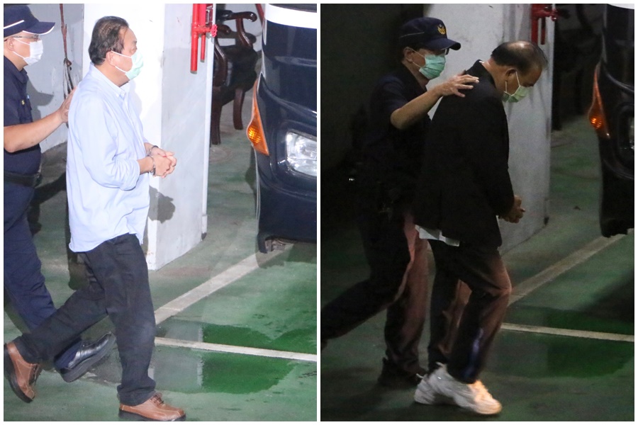 民進黨立委蘇震清（左圖）與國民黨籍立委廖國棟（右圖）羈押禁見，被送上囚車。