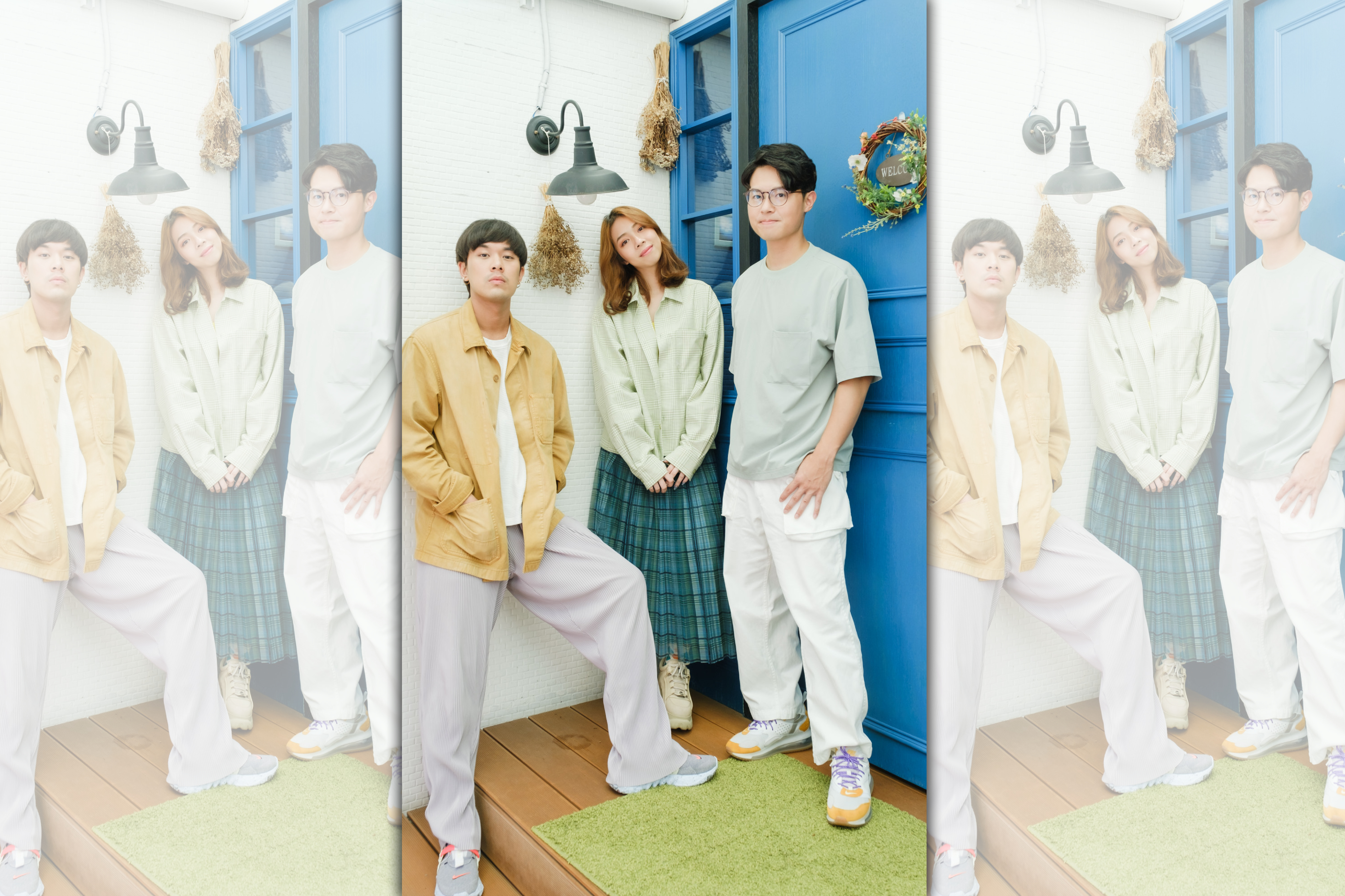 樂團「告五人」由男主唱兼木吉他手潘雲安（左）、女主唱犬青（中）及鼓手哲謙組合而成，他們的專輯因金曲獎入圍4項而一時聲名大噪。（相信音樂提供）