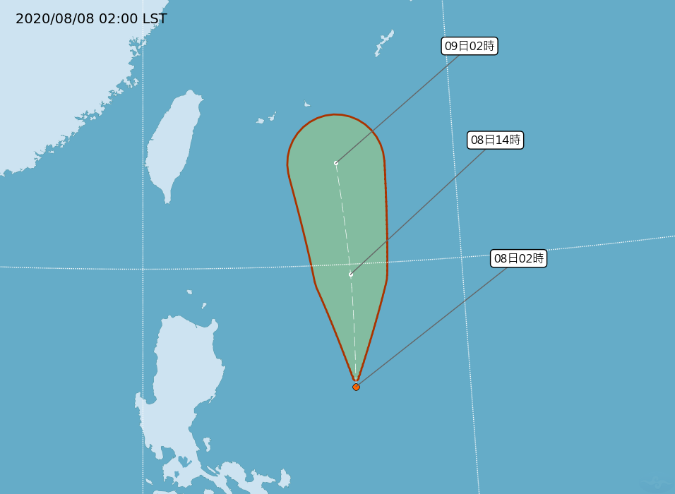 今年第5號颱風薔蜜最快今天形成,預估其路徑會往南韓去。(氣象局提供)