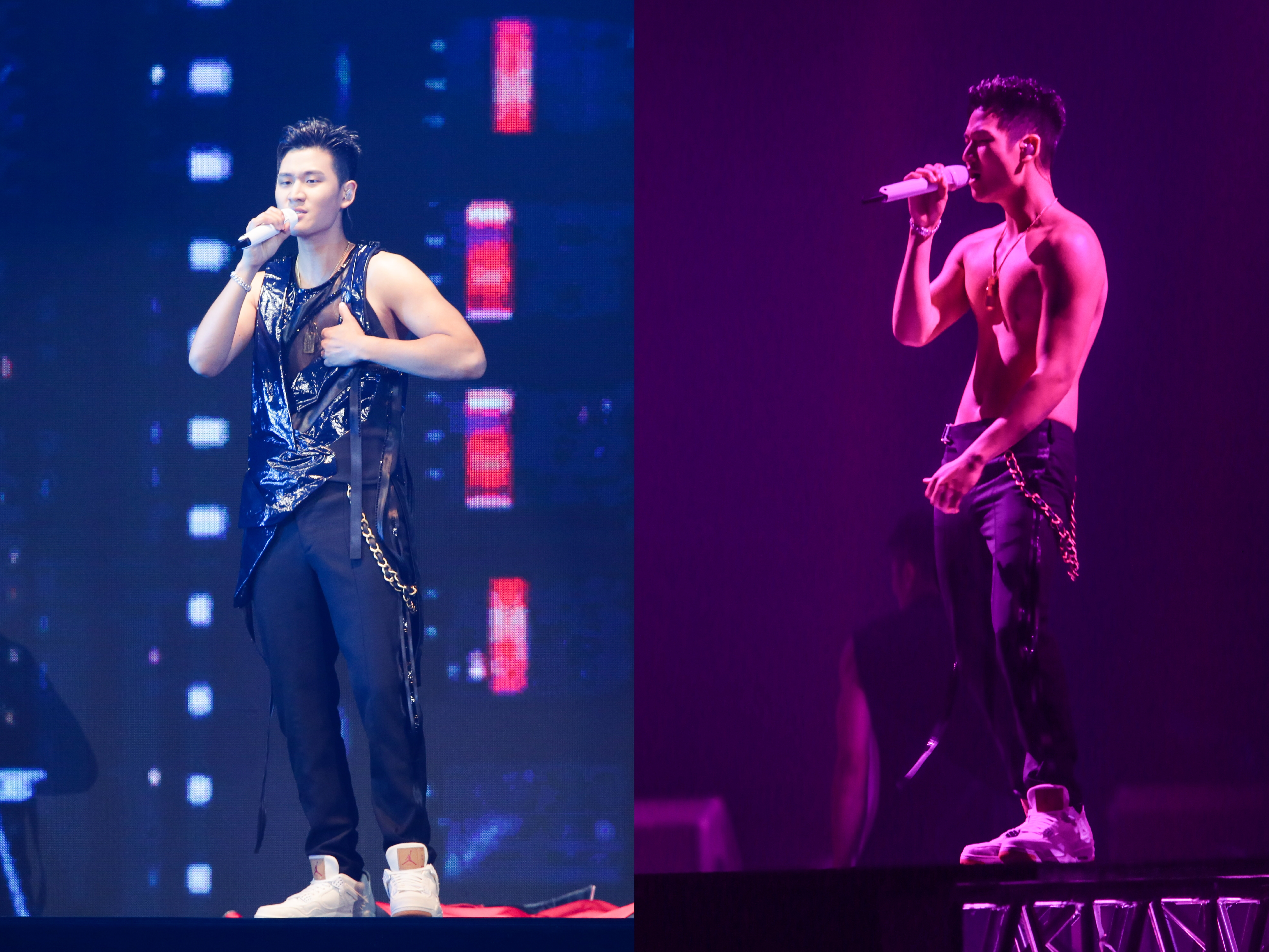 周興哲攻蛋露出苦練的肌肉。