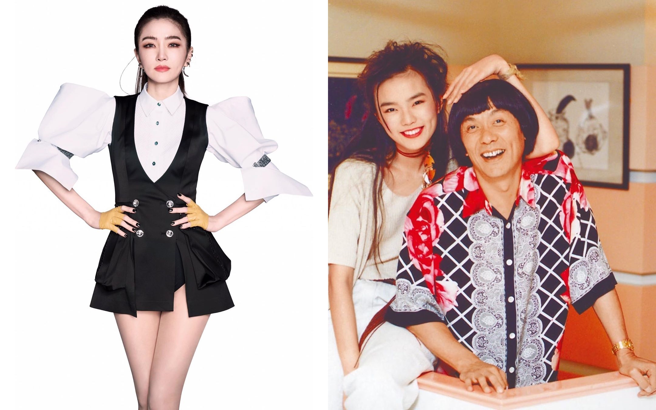 謝金燕曬出與豬哥亮「壓馬桶蓋」的合照，在父親節表達思念之情。（翻攝自謝金燕IG）