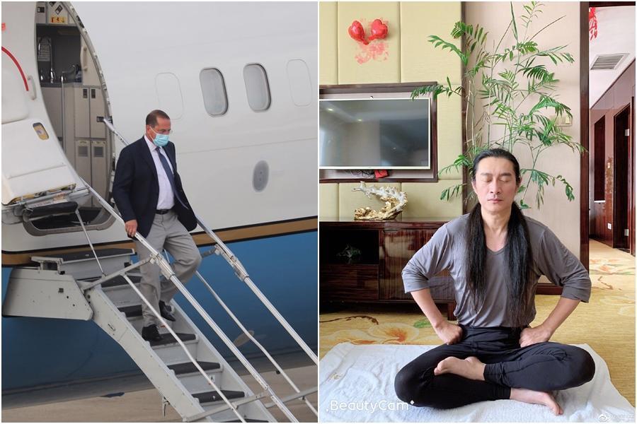 美國衛生部長阿扎爾(Alex Azar)昨天率團抵台,親中藝人黃安則大酸:「呵呵,還不是配合美國演戲。」(左圖中央社提供、右圖翻攝自黃安微博)