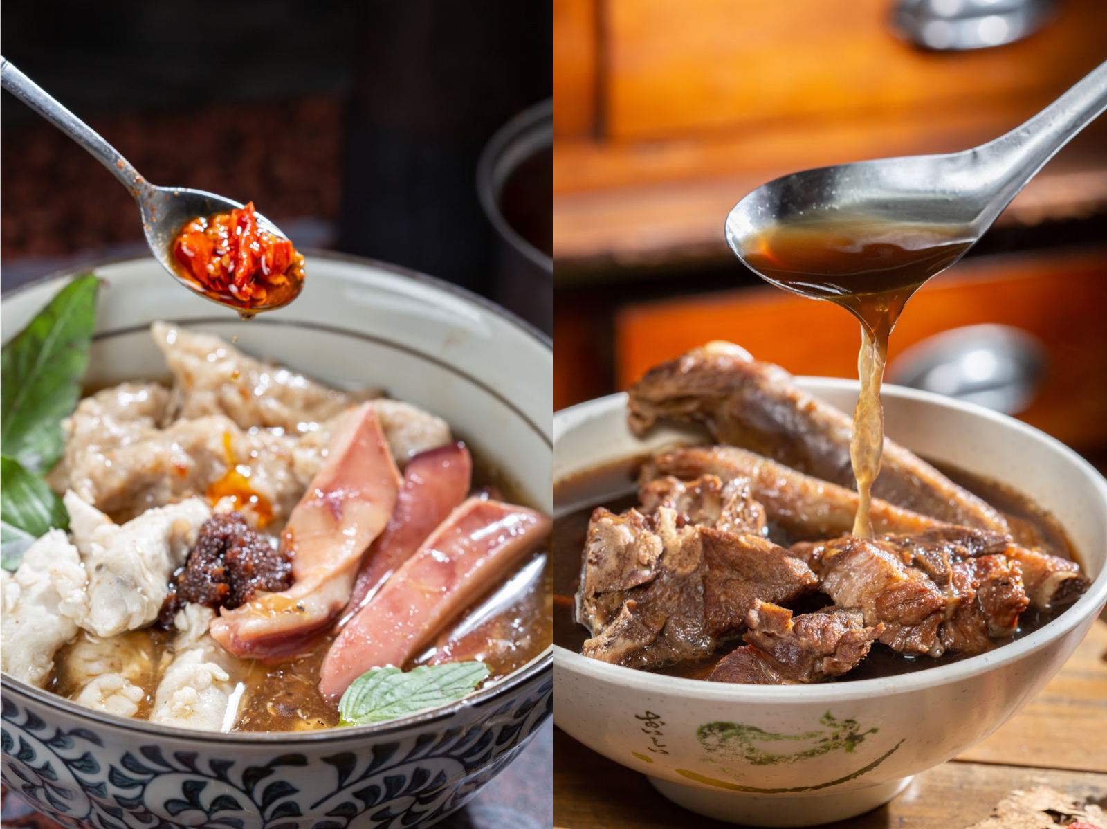 「祖傳好吃魷魚羹」在湯頭加入自己炒製8小時的香料，滋味濃郁；「民生路藥燉排骨」用10多種藥材燉排骨肉，吃來甘香不柴。