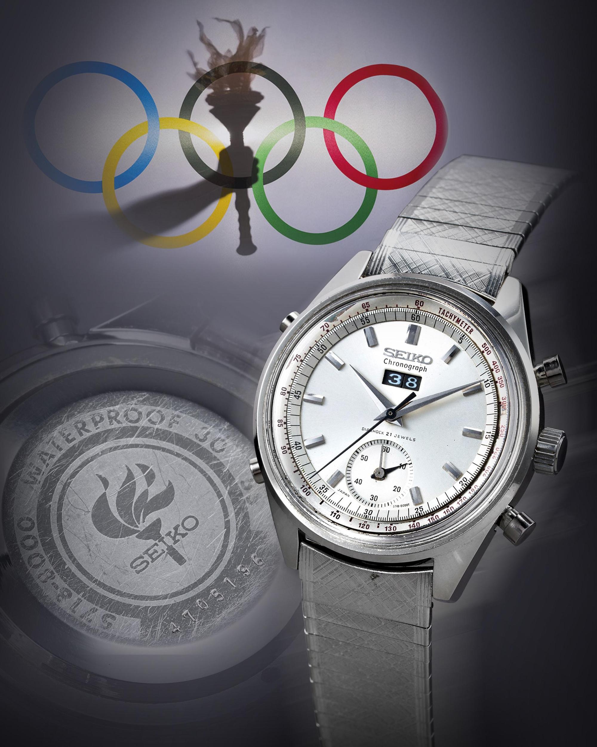SEIKO「1964 年東京奧運」5718-8000型號，約1964年出廠，預估拍價：100,000～200,000港元。