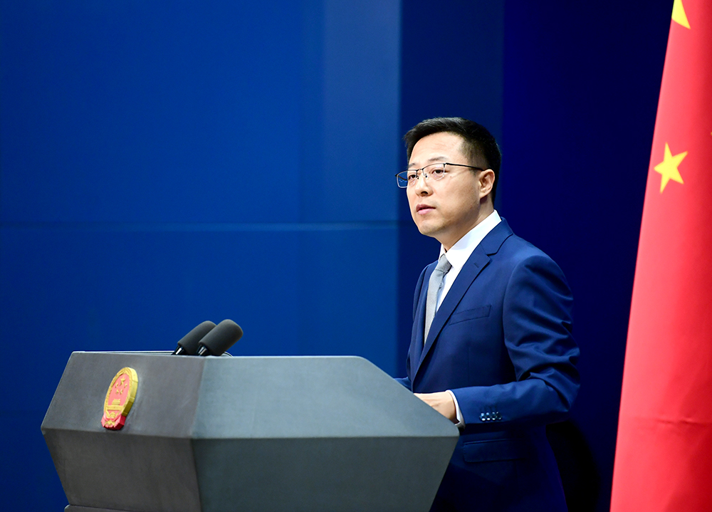 中國外交部發言人趙立堅（圖）宣布制裁11名「涉港表現惡劣」的美方人士。（翻攝自Lijian zhao推特）