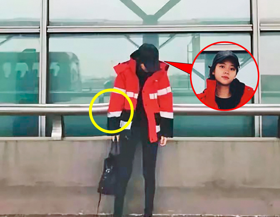 歐陽娜娜分享機場網美照，眼尖的網友提醒她，背後的欄杆變形了，娜娜在微博回應：「以後會好好學P圖的！」（翻攝自歐陽娜娜微博）