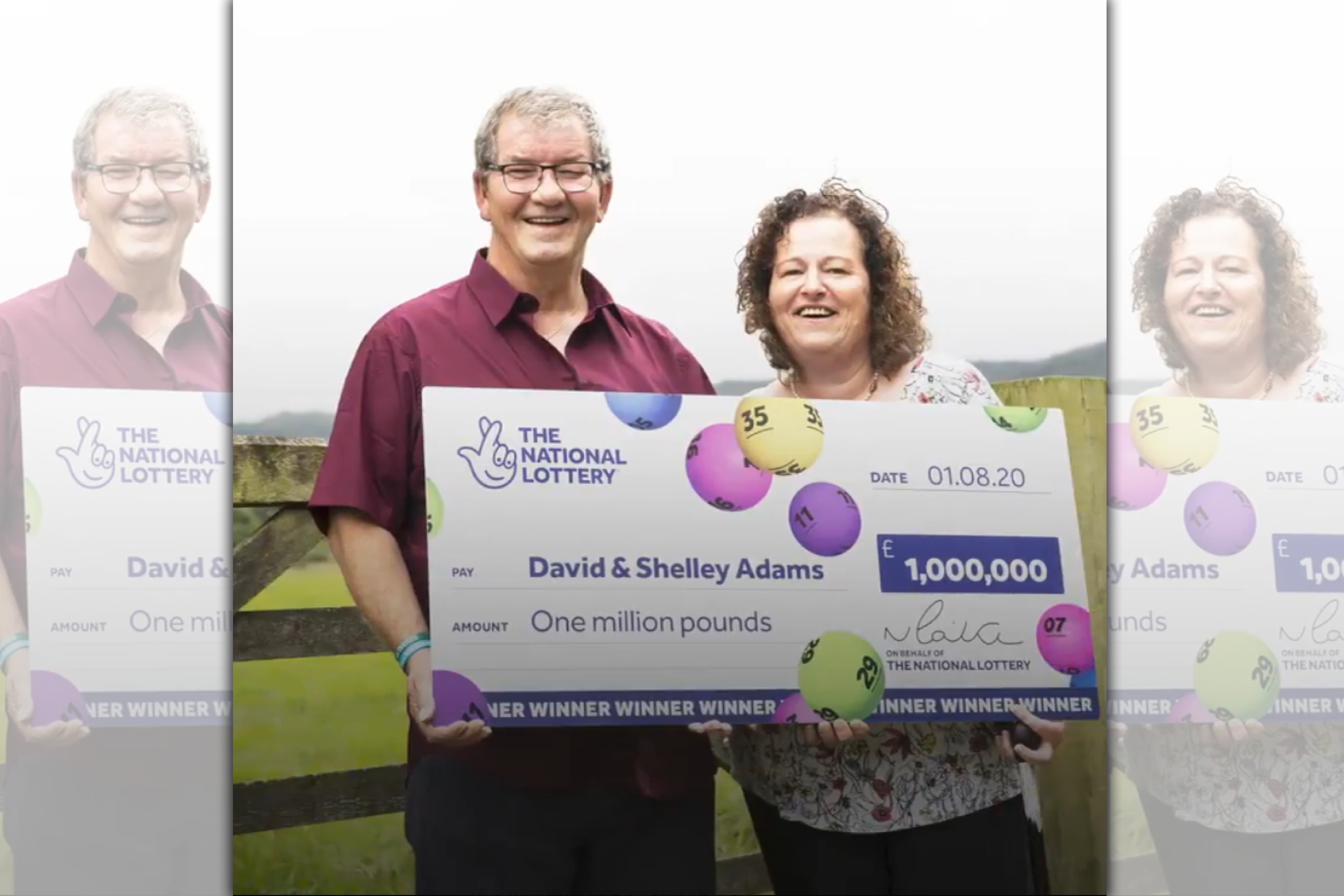 英國木工技師大衛·亞當斯（左）受到武漢肺炎疫情影響被裁員，沒想到隔天就中彩券頭獎。（翻攝自The National Lottery推特）