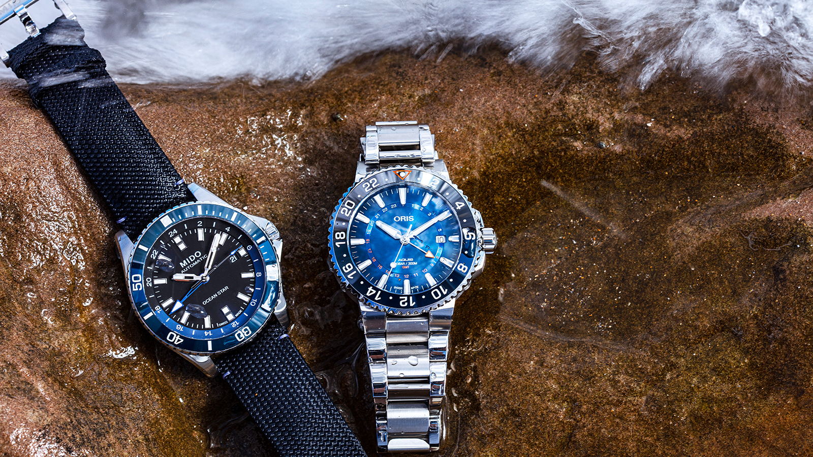 （左）MIDO- Ocean Star，建議售價NT$ 37,300（右）ORIS- Carysfort Reef，建議售價NT$ 83,000