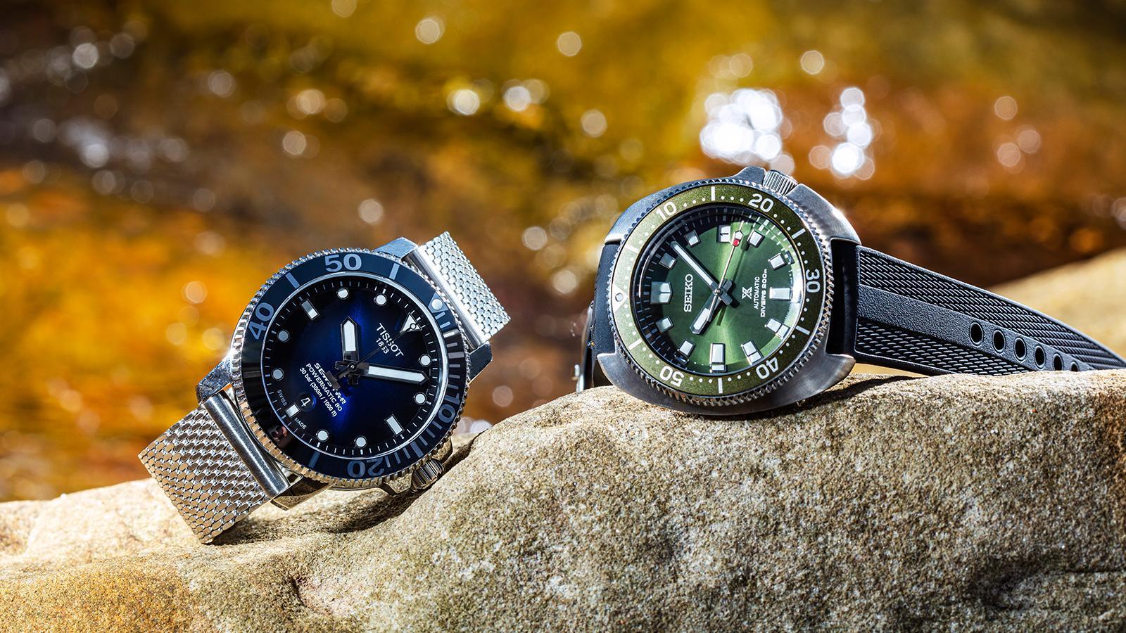 (左)TISSOT- Seastar 1000,建議售價NT$ 24,100(右)SEIKO- Diver Scuba,建議售價NT$ 37,000