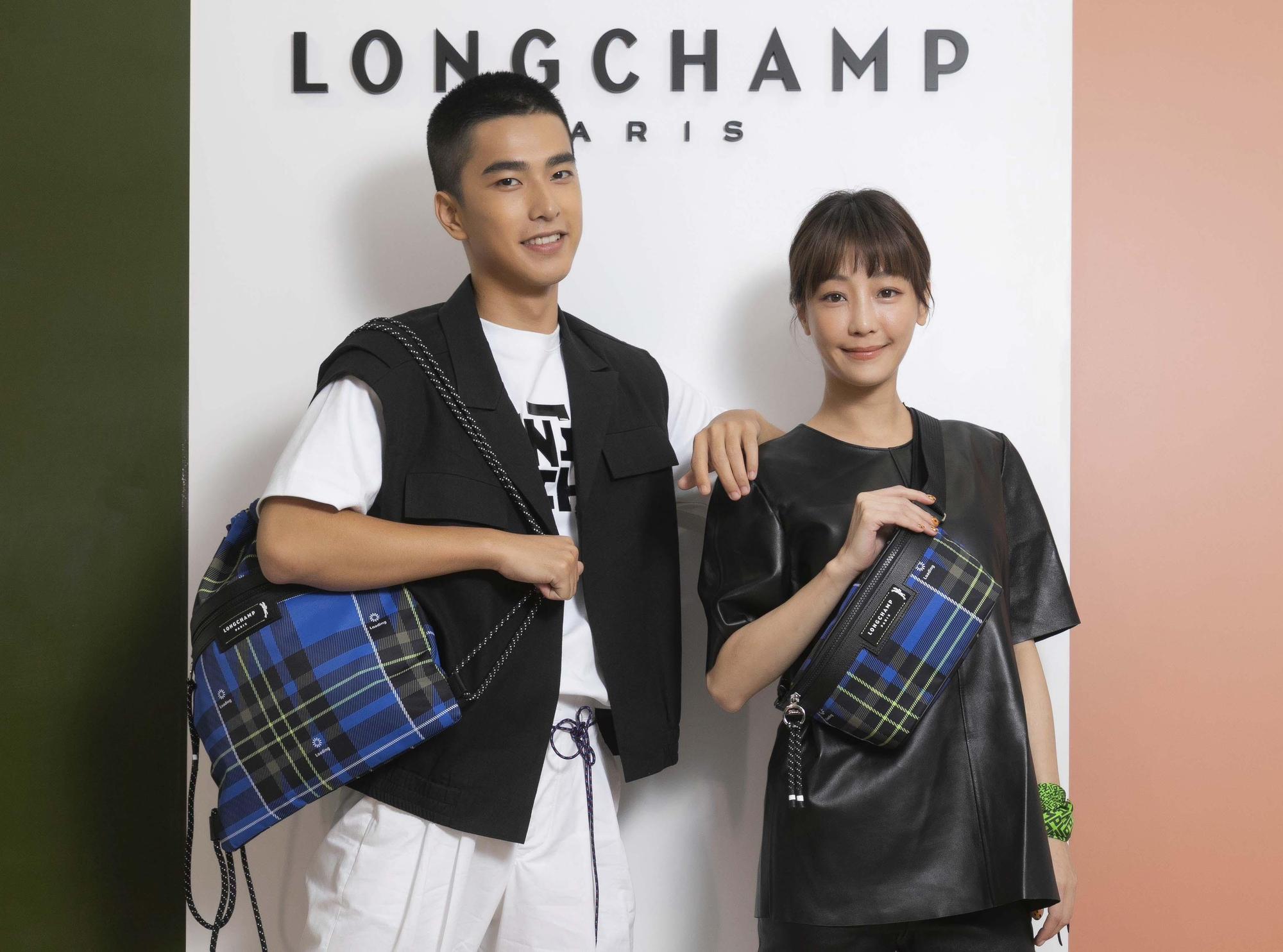 謝欣穎（右）與曾敬驊出席LONGCHAMP 2020冬季新品預覽會。（LONGCHAMP提供）