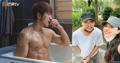 老婆拿言承旭的大肌肌給朱孝天看，他坦言一度有點介意。（翻攝韓雯雯微博、芒果TV）