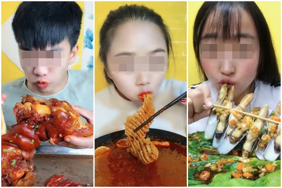 中國近年來流行「吃播」，卻有直播主吃到暴斃，或當著鏡頭面前吐出來。圖為示意圖，非新聞當事人。（翻攝自Eating Show youtube）