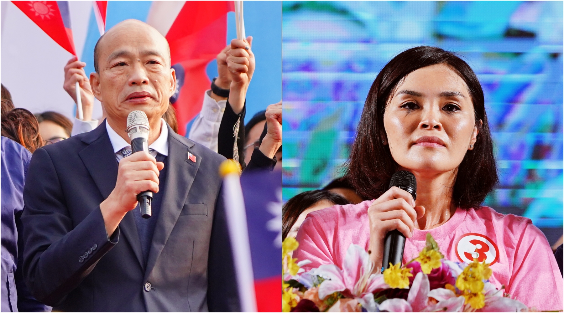 國民黨前高雄市長韓國瑜（左）將幫補選候選人李眉蓁（右）站台，讓藍營學者直呼無法理解。（本刊資料照）