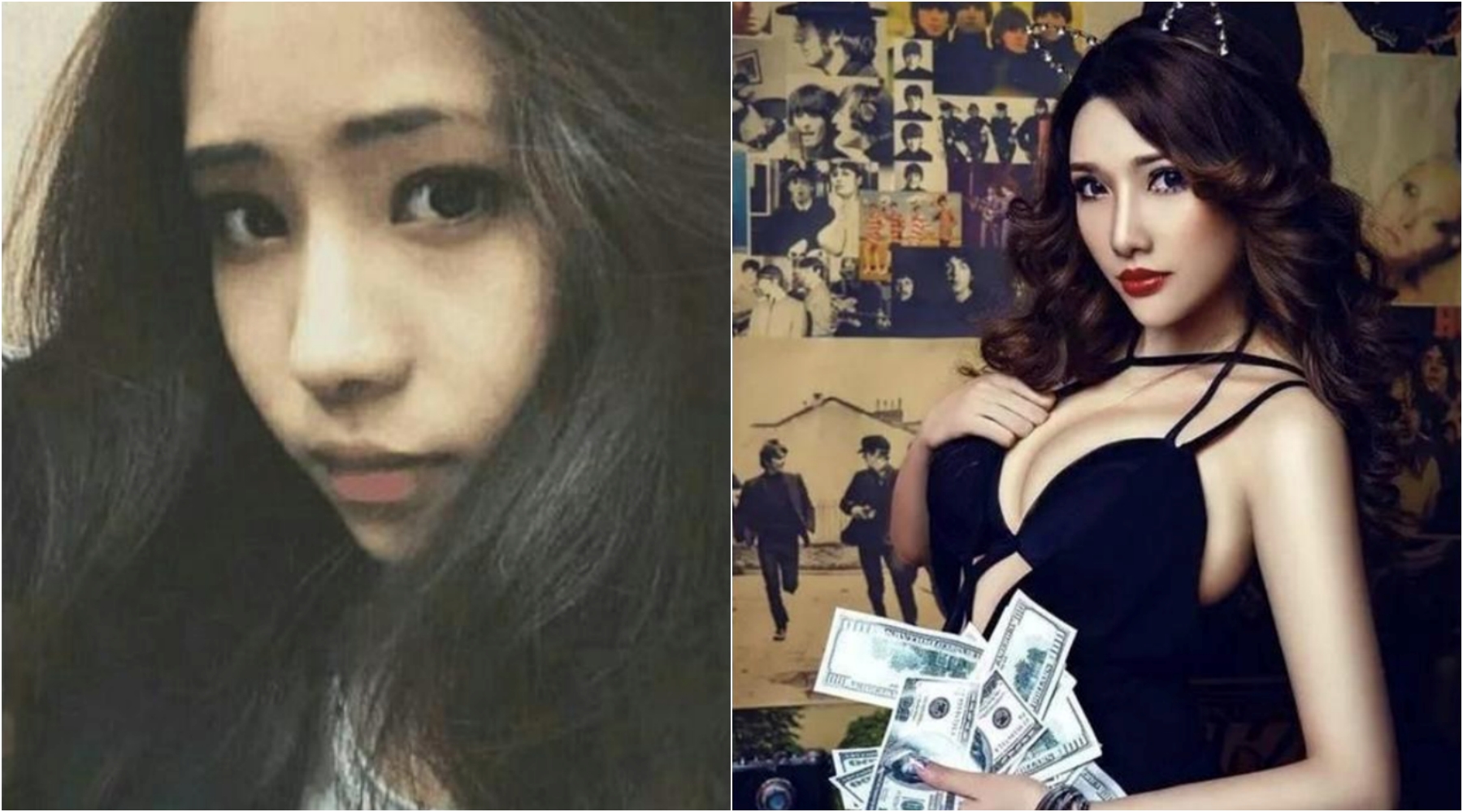 張女(右)自稱是當年優衣庫女主角,還改名叫「馬伊娜」出道,日前遭踢爆根本不同人,真正的活春宮女主角是余藝(左)。(圖片翻攝自微博)