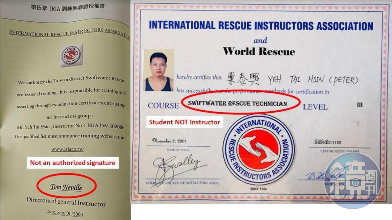 IRIA控訴指葉涉詐欺以及偽造文書。（IRIA提供）