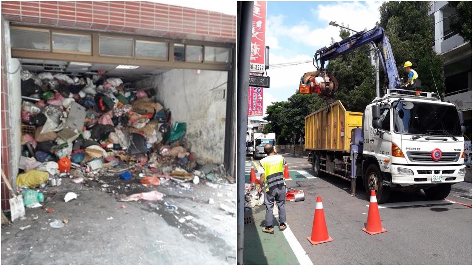 桃園民宅被堆滿垃圾,桃園市政府憂心恐造成登革熱破口,因此強制清理。(翻攝自黃婉如臉書)