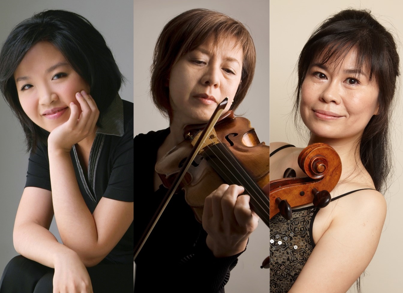 鋼琴名家廖皎含（左起）、NSO前小提琴首席凃鳳玹和北市交大提琴首席簡荿玄，將聯手演奏貝多芬《大公》鋼琴三重奏全曲。（牛耳藝術提供）