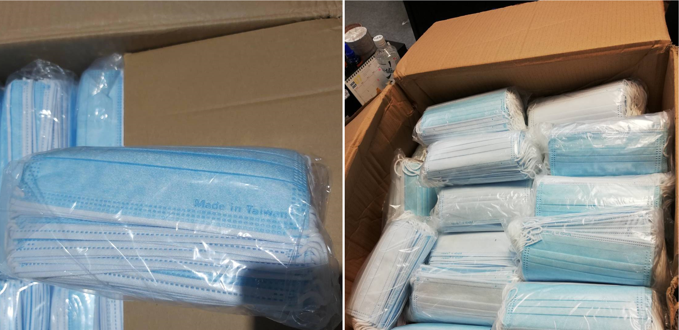 海關近日加強邊境查驗，10日至16日共查獲454件，超過48萬片違規口罩。（翻攝自財政部關務署）