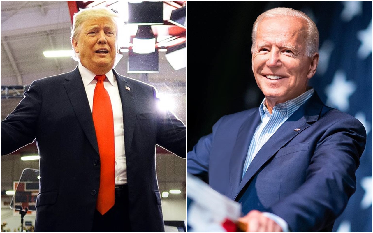 CNN最新民調顯示，川普（左圖）搭檔彭斯與對手拜登（右圖）搭檔賀錦麗的組合，已縮小至4%誤差範圍內。（翻攝自Donald Trump／Joe Biden臉書）