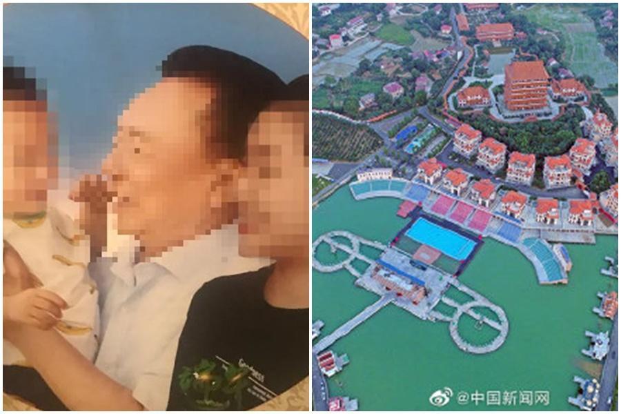 中國大陸富商倪福林擁有10名情婦,在老家的渡假區建私家莊園,房屋外型仿古宫殿。(翻攝自網易財經、中國新聞網微博)