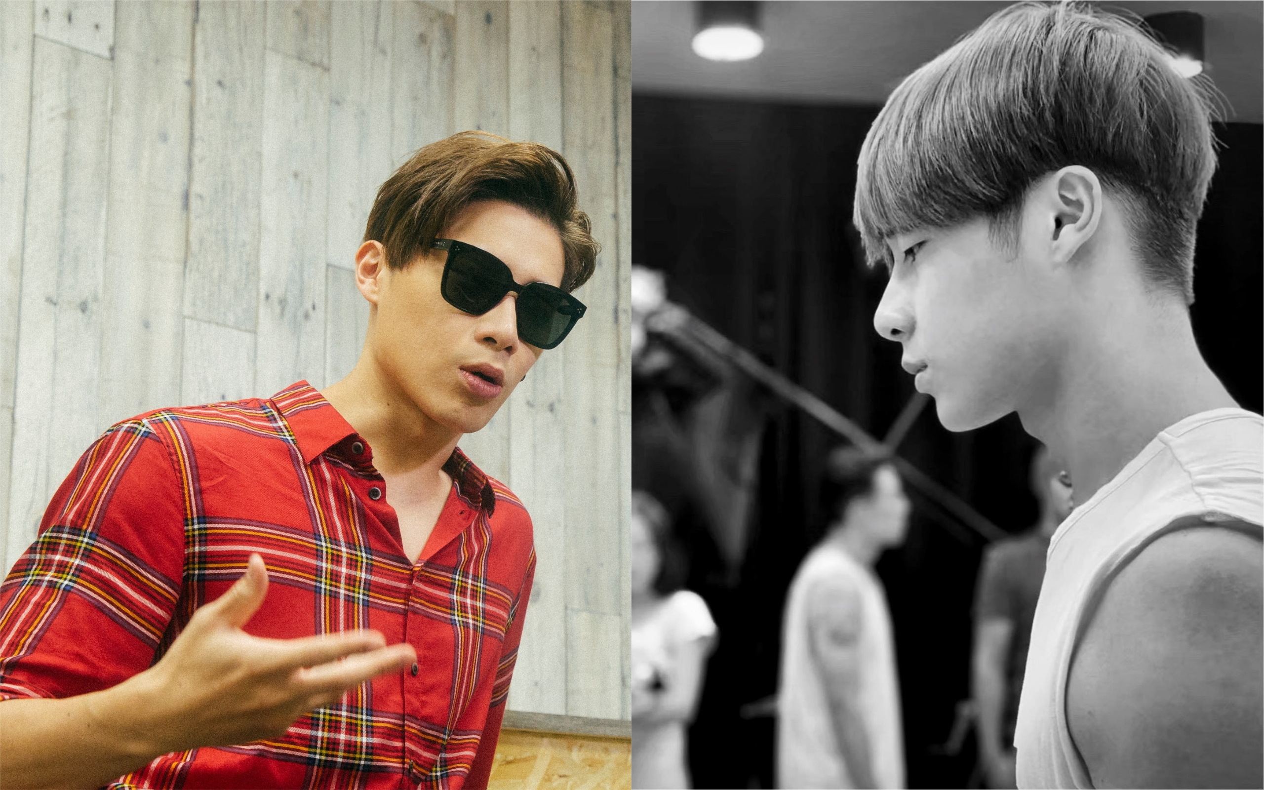 宋偉恩最近忙著準備舞台劇《莎姆雷特》（右圖），壓力大到長針眼，日前接受本刊專訪戴著墨鏡遮眼（左圖）。（右圖翻攝自宋偉恩Facebook，左圖楊兆元攝）