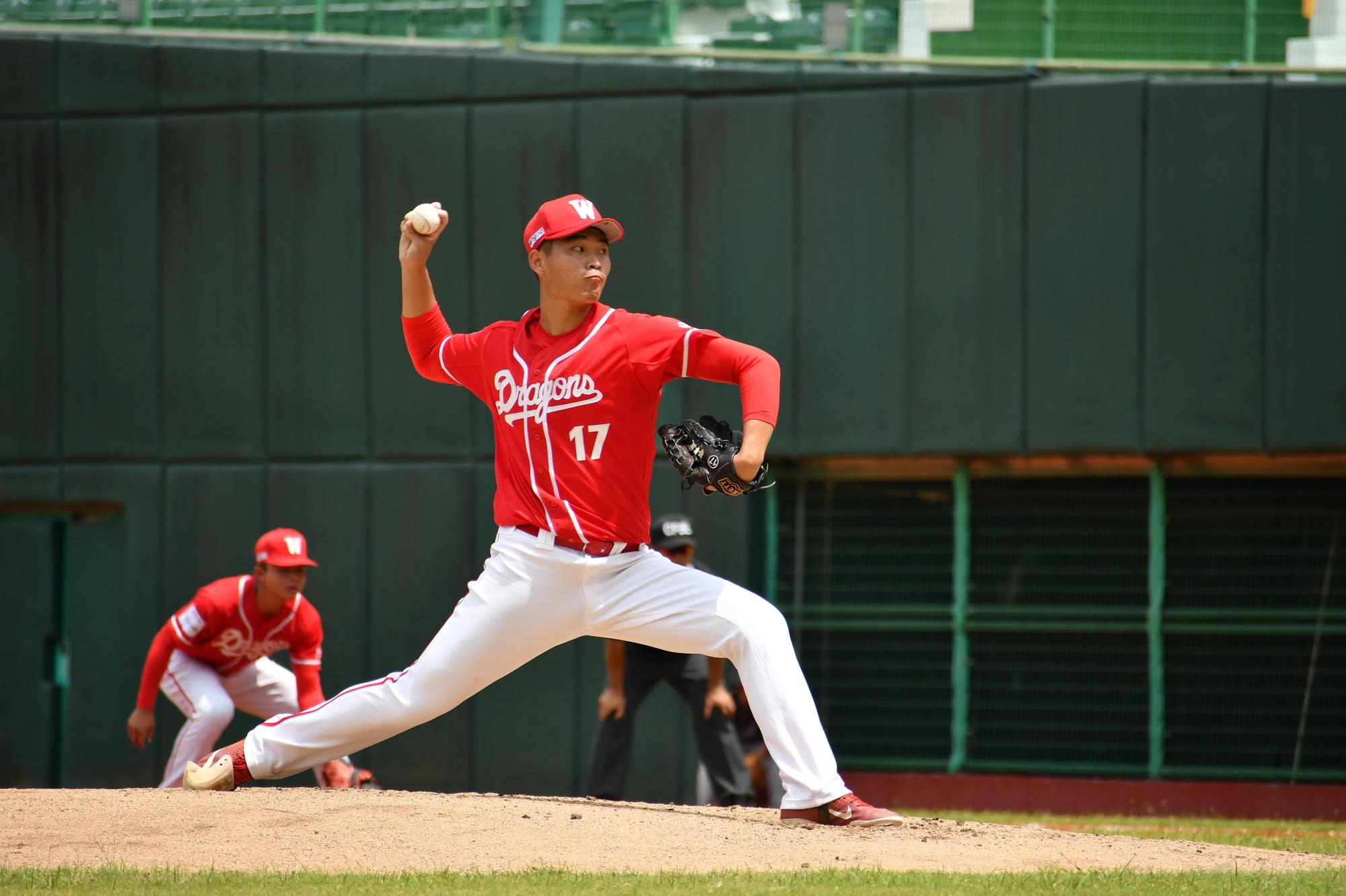 味全龍先發郭郁政5局好投,拿下本季第五勝。(味全龍提供)