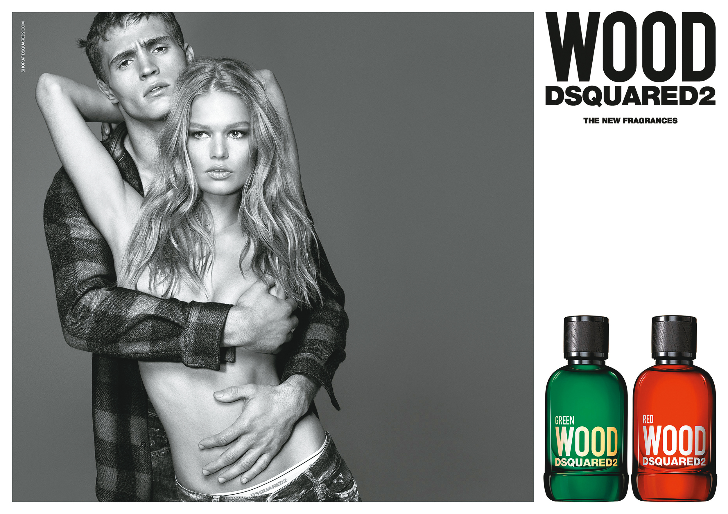 SQUARED2 GREEN WOOD心動綠男性淡香水（左）、RED WOOD心動紅女性淡香水（右）。各NT$2,750/100ml（宏亞國際提供）