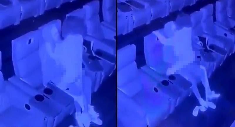英國一對情侶在電影院上演活春宮被紅外線監視器拍下PO上網。(翻攝自推特)